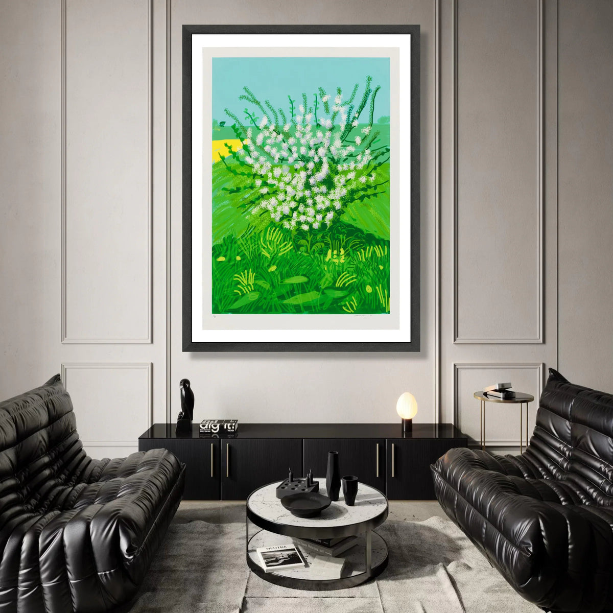 Vibrant Spring Blooms Canvas, Green Meadow Floral Wall Art, White Flower Garden Canvas, Nature Landscape Decoration, Bright Canvas Print Art