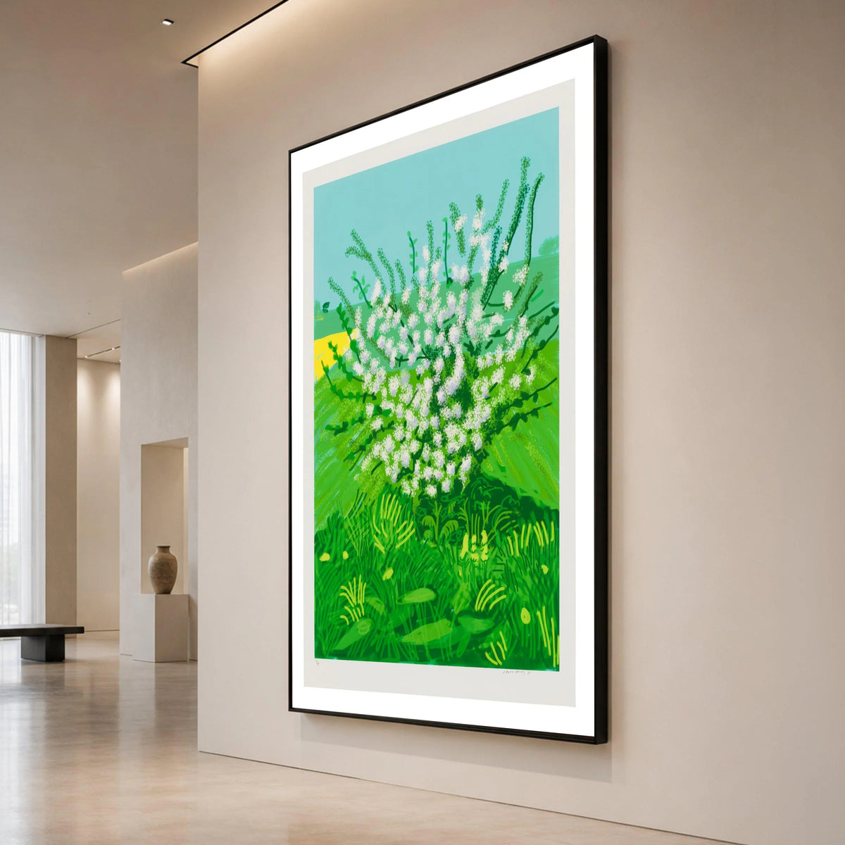 Vibrant Spring Blooms Canvas, Green Meadow Floral Wall Art, White Flower Garden Canvas, Nature Landscape Decoration, Bright Canvas Print Art