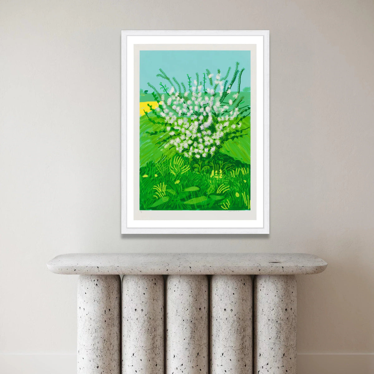Vibrant Spring Blooms Canvas, Green Meadow Floral Wall Art, White Flower Garden Canvas, Nature Landscape Decoration, Bright Canvas Print Art