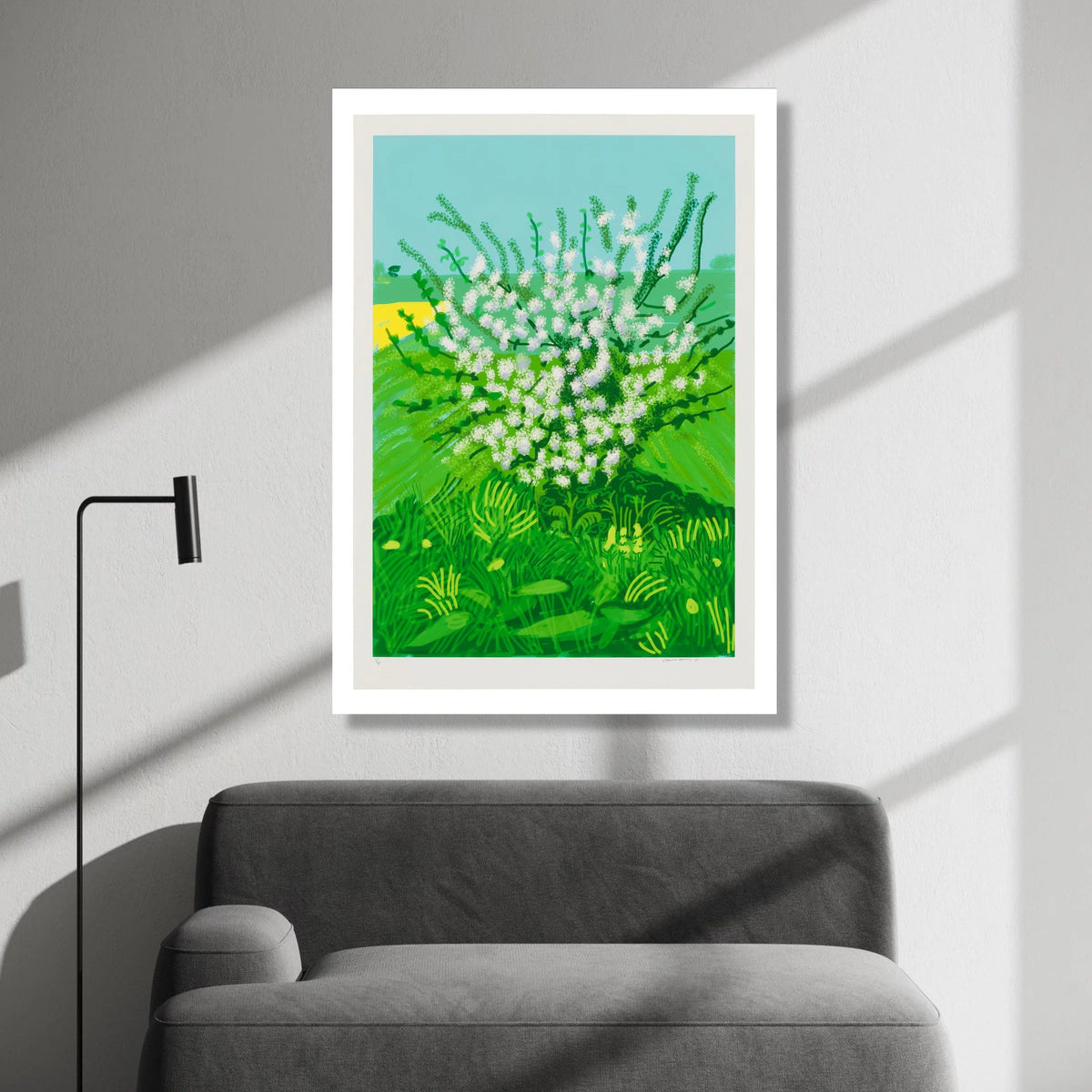 Vibrant Spring Blooms Canvas, Green Meadow Floral Wall Art, White Flower Garden Canvas, Nature Landscape Decoration, Bright Canvas Print Art