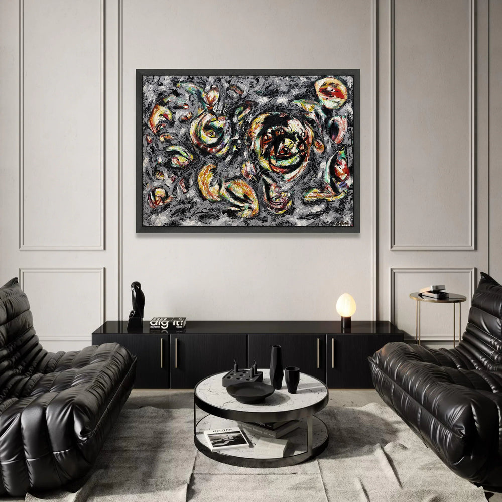 Abstract Expressionist Canvas Wall Art, Jackson Pollock Style, Modern Drip Painting, Bold Mixed Colors, Contemporary Home Canvas Print Art