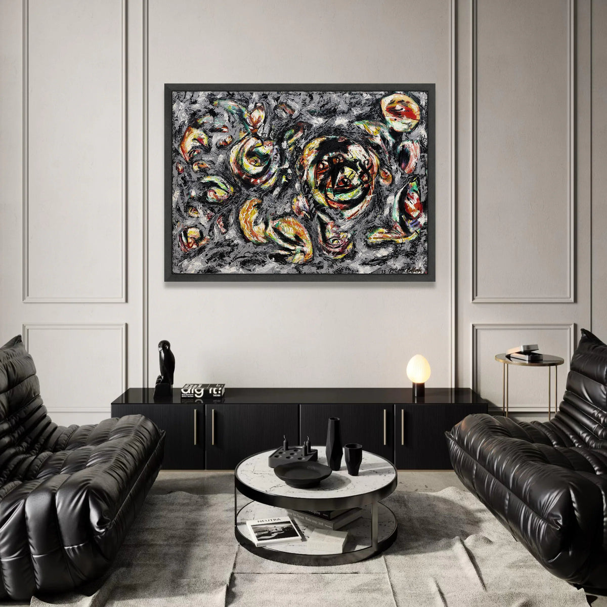 Abstract Expressionist Canvas Wall Art, Jackson Pollock Style, Modern Drip Painting, Bold Mixed Colors, Contemporary Home Canvas Print Art