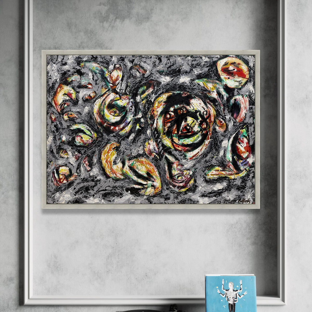 Abstract Expressionist Canvas Wall Art, Jackson Pollock Style, Modern Drip Painting, Bold Mixed Colors, Contemporary Home Canvas Print Art