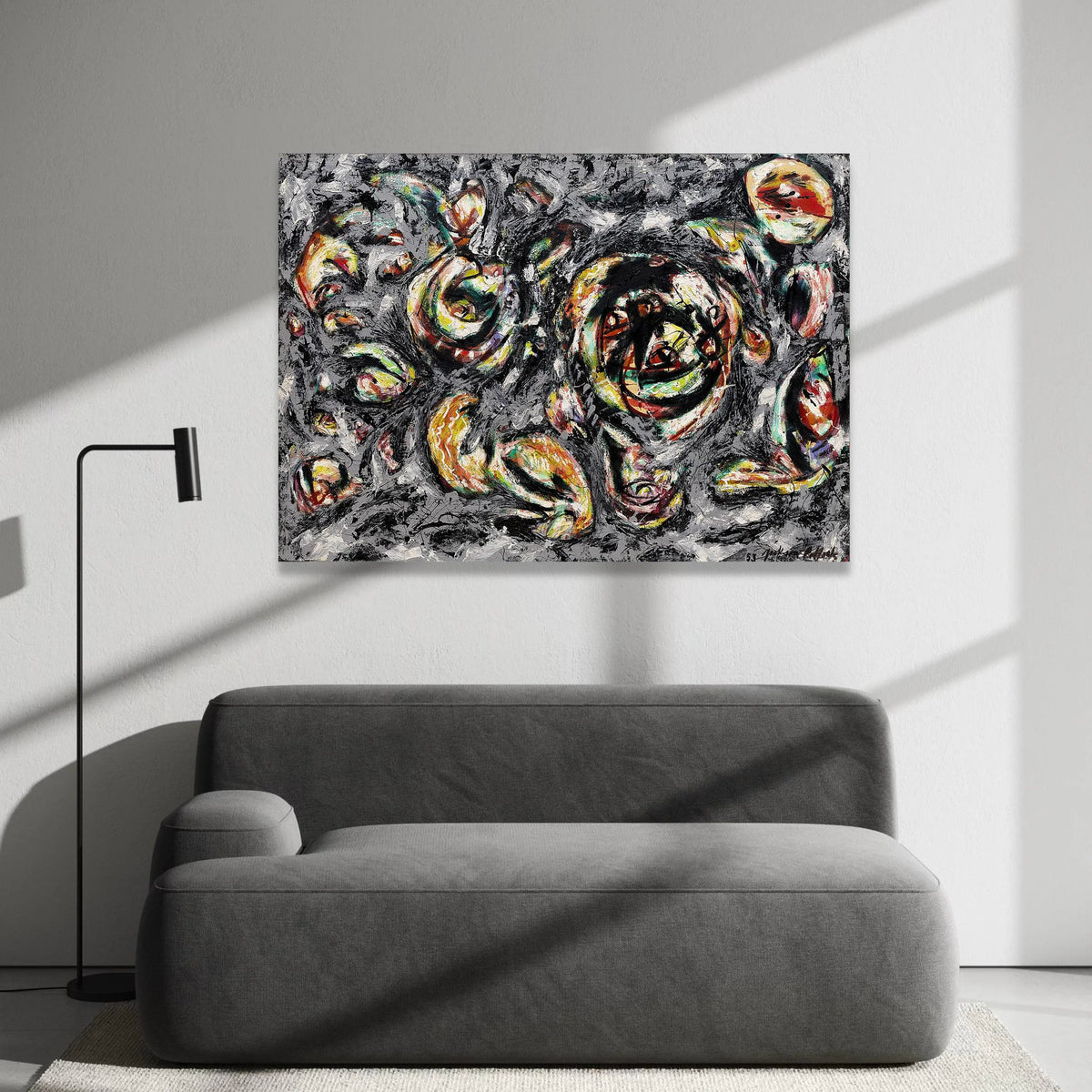 Abstract Expressionist Canvas Wall Art, Jackson Pollock Style, Modern Drip Painting, Bold Mixed Colors, Contemporary Home Canvas Print Art