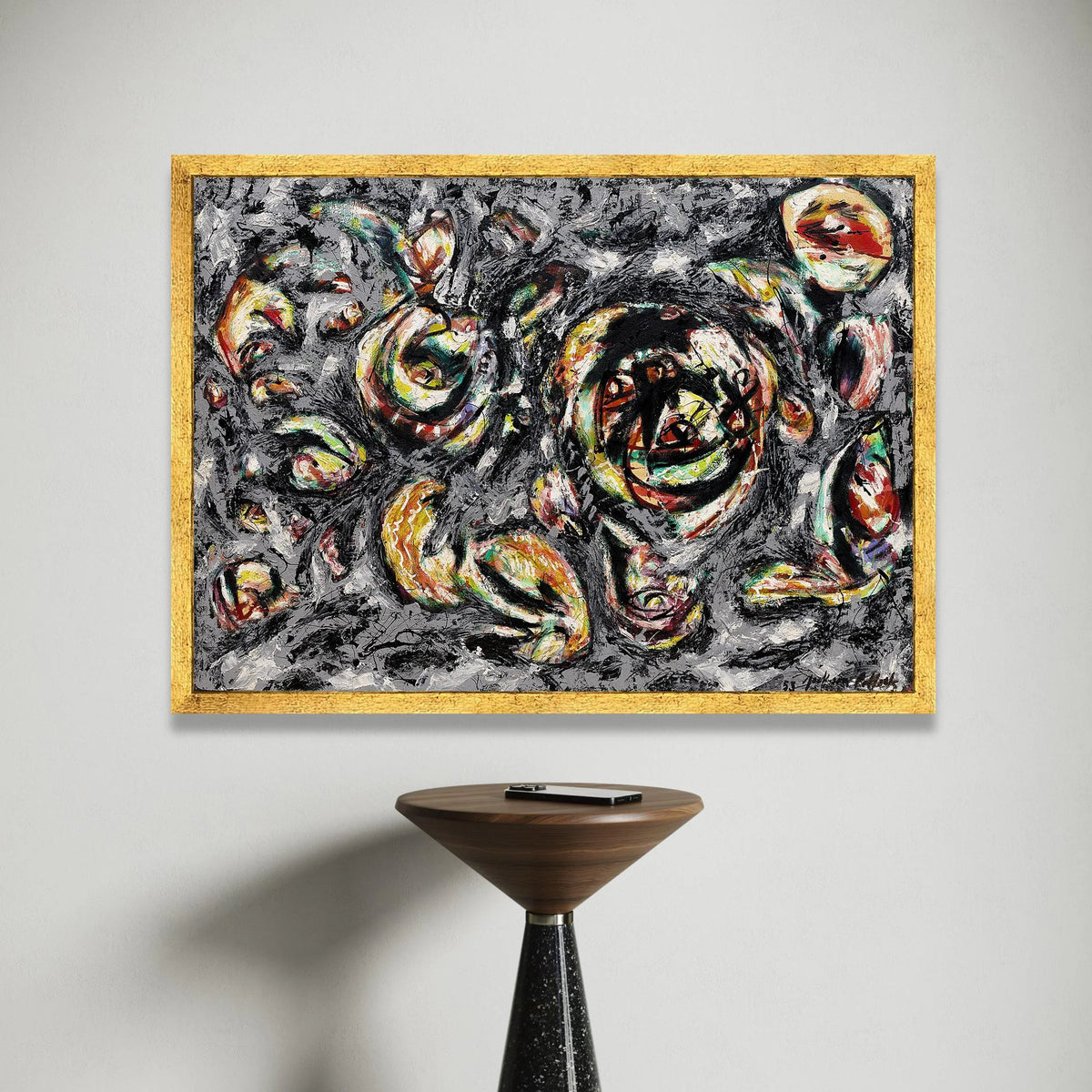 Abstract Expressionist Canvas Wall Art, Jackson Pollock Style, Modern Drip Painting, Bold Mixed Colors, Contemporary Home Canvas Print Art