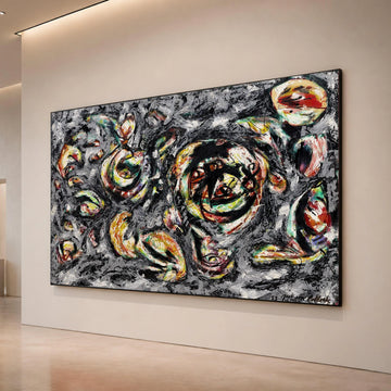 Abstract Expressionist Canvas Wall Art, Jackson Pollock Style, Modern Drip Painting, Bold Mixed Colors, Contemporary Home Canvas Print Art