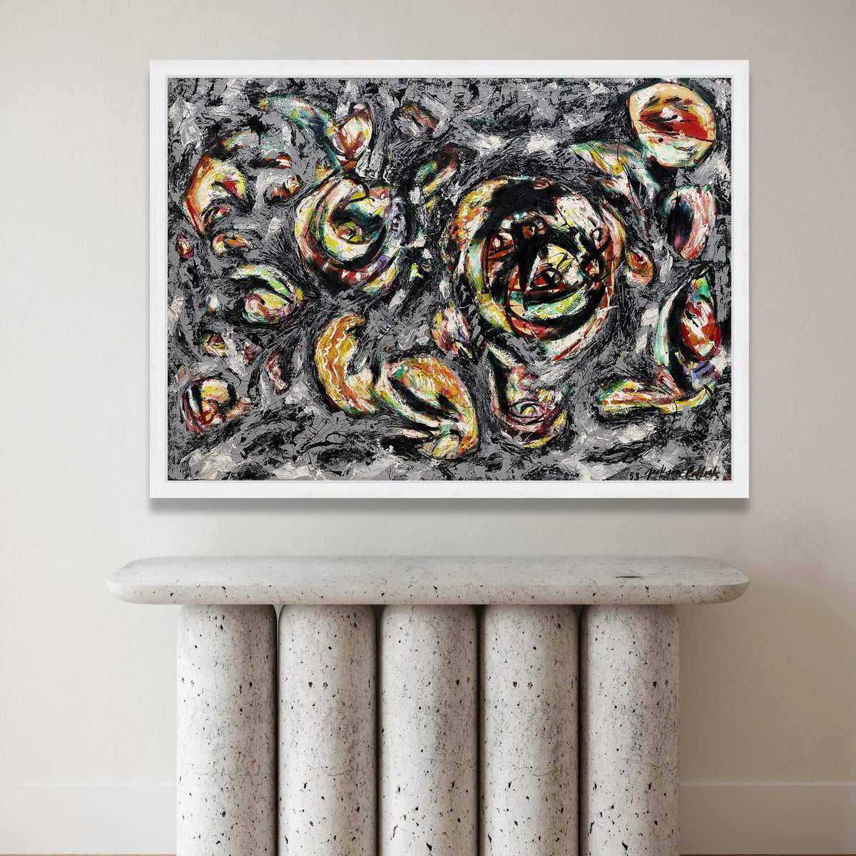 Abstract Expressionist Canvas Wall Art, Jackson Pollock Style, Modern Drip Painting, Bold Mixed Colors, Contemporary Home Canvas Print Art