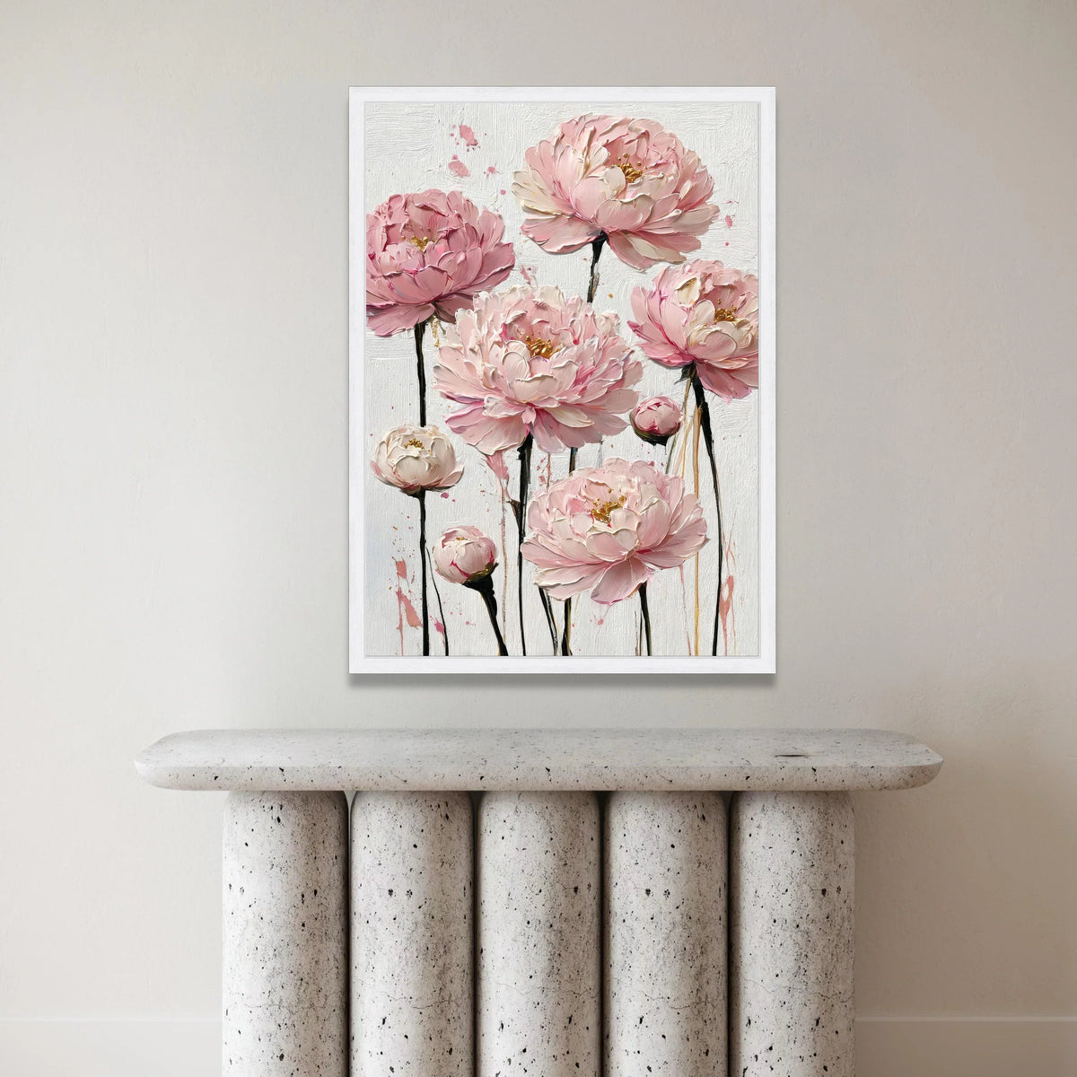 Elegant Pink Peony Canvas, Floral Wall Art, Soft Pastel Flower Painting, Home Decor, Ready to Hang Canvas Art Canvas Print Art