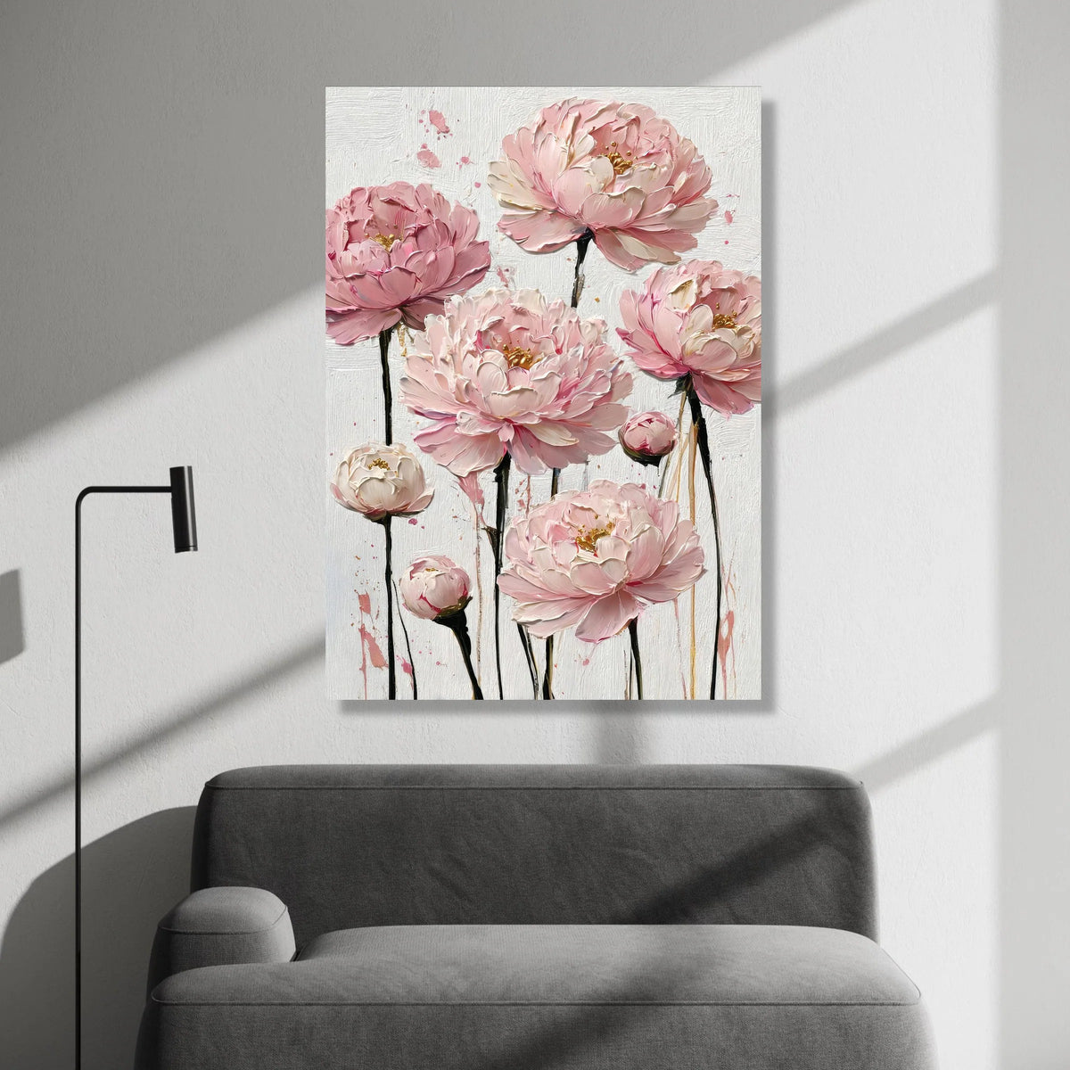 Elegant Pink Peony Canvas, Floral Wall Art, Soft Pastel Flower Painting, Home Decor, Ready to Hang Canvas Art Canvas Print Art