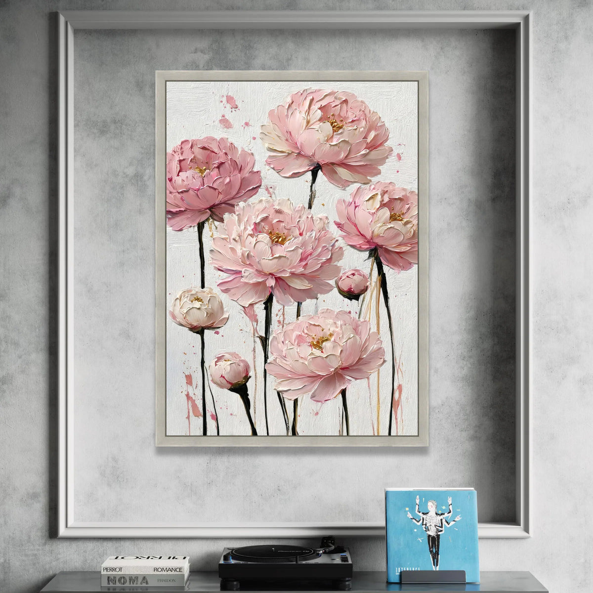 Elegant Pink Peony Canvas, Floral Wall Art, Soft Pastel Flower Painting, Home Decor, Ready to Hang Canvas Art Canvas Print Art