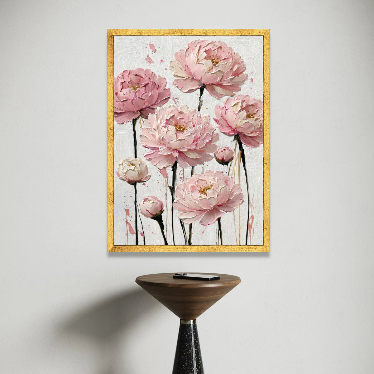 Elegant Pink Peony Canvas, Floral Wall Art, Soft Pastel Flower Painting, Home Decor, Ready to Hang Canvas Art Canvas Print Art
