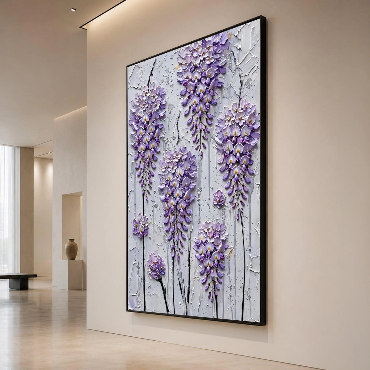 Elegant Lilac Blossoms Canvas Wall Art, Abstract Floral Design, Purple Flower Decor, Modern Botanical Canvas, Home Wall Canvas Print Art