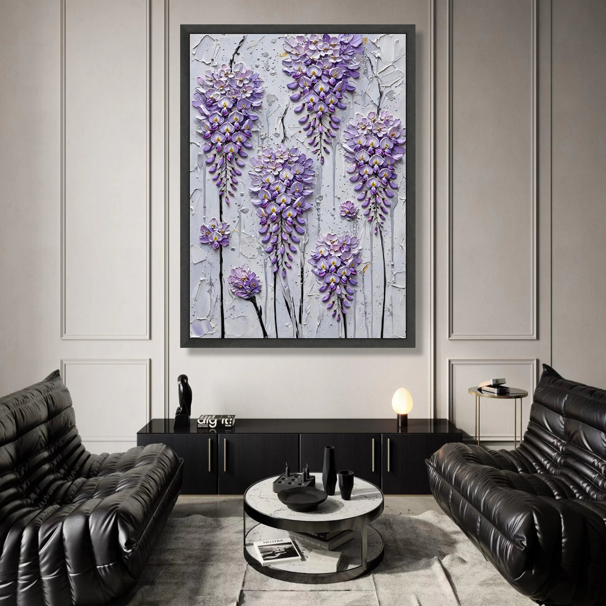 Elegant Lilac Blossoms Canvas Wall Art, Abstract Floral Design, Purple Flower Decor, Modern Botanical Canvas, Home Wall Canvas Print Art