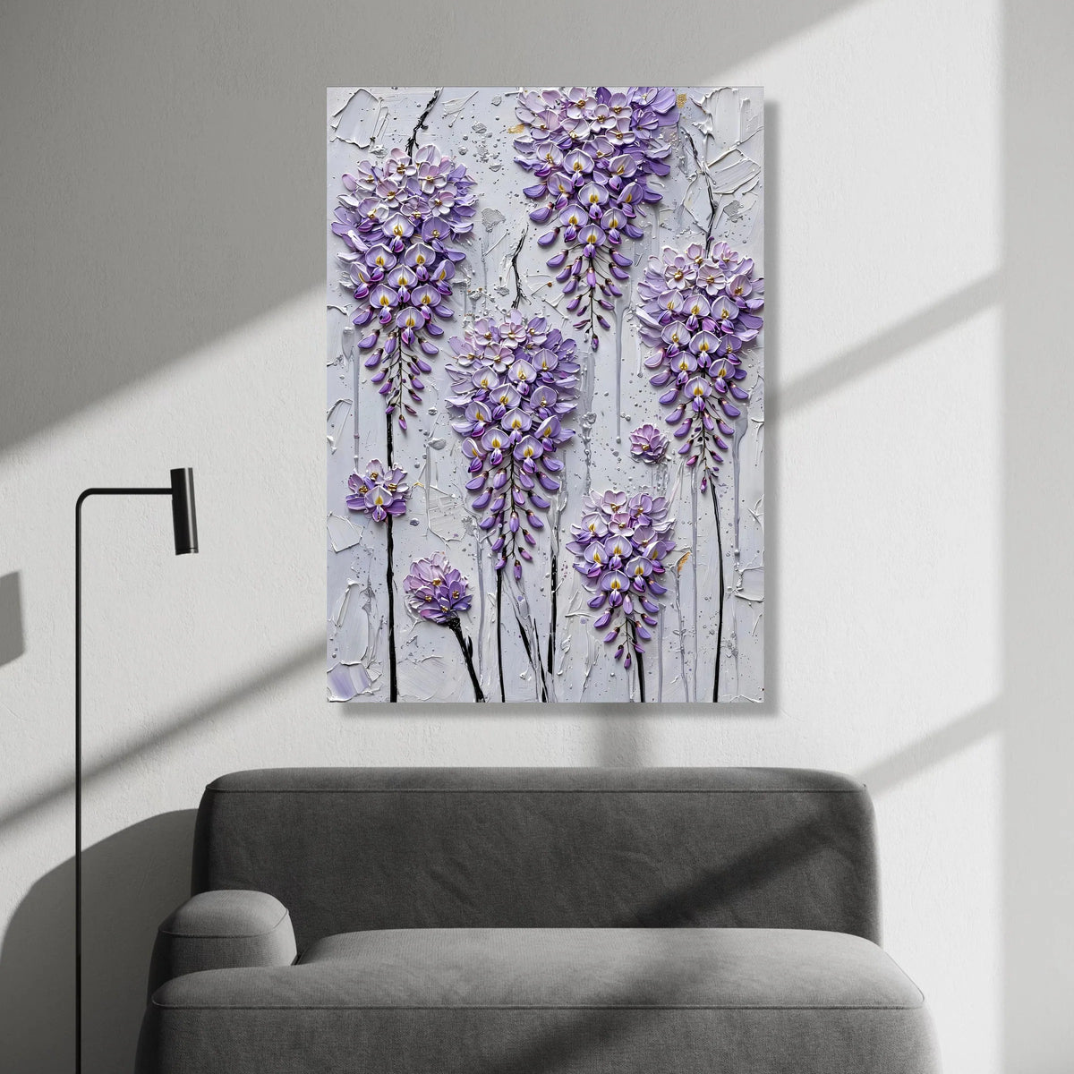 Elegant Lilac Blossoms Canvas Wall Art, Abstract Floral Design, Purple Flower Decor, Modern Botanical Canvas, Home Wall Canvas Print Art