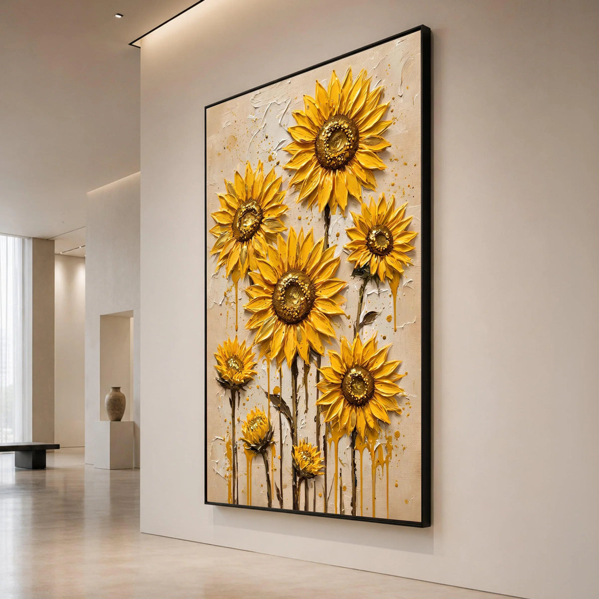 Bright Sunflower Bloom Canvas Wall Art, Yellow Floral Canvas, Modern Botanical Design, Nature Flower Canvas, Home Garden Canvas Print Art