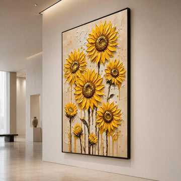 Bright Sunflower Bloom Canvas Wall Art, Yellow Floral Canvas, Modern Botanical Design, Nature Flower Canvas, Home Garden Canvas Print Art