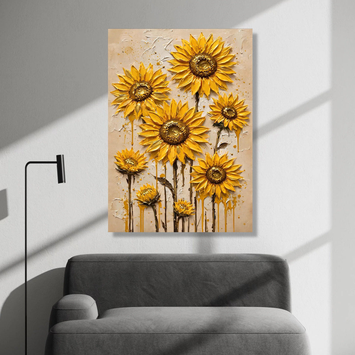 Bright Sunflower Bloom Canvas Wall Art, Yellow Floral Canvas, Modern Botanical Design, Nature Flower Canvas, Home Garden Canvas Print Art