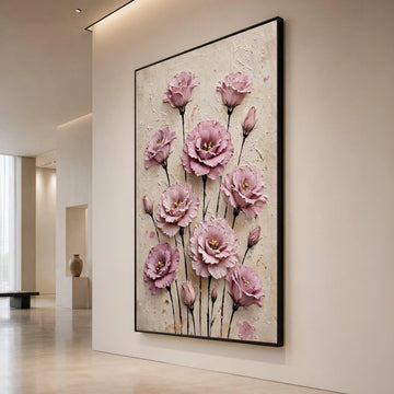 Elegant Pink Floral Bouquet Canvas, Romantic Roses Wall Art, Soft Pastel Flower Canvas, Botanical Home Decoration, Ready to Canvas Print Art