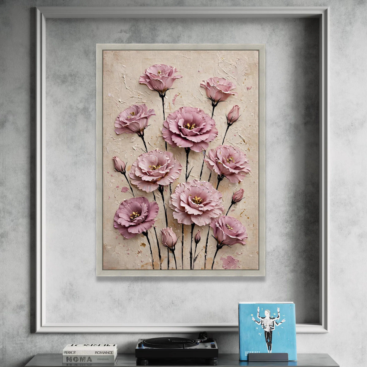Elegant Pink Floral Bouquet Canvas, Romantic Roses Wall Art, Soft Pastel Flower Canvas, Botanical Home Decoration, Ready to Canvas Print Art