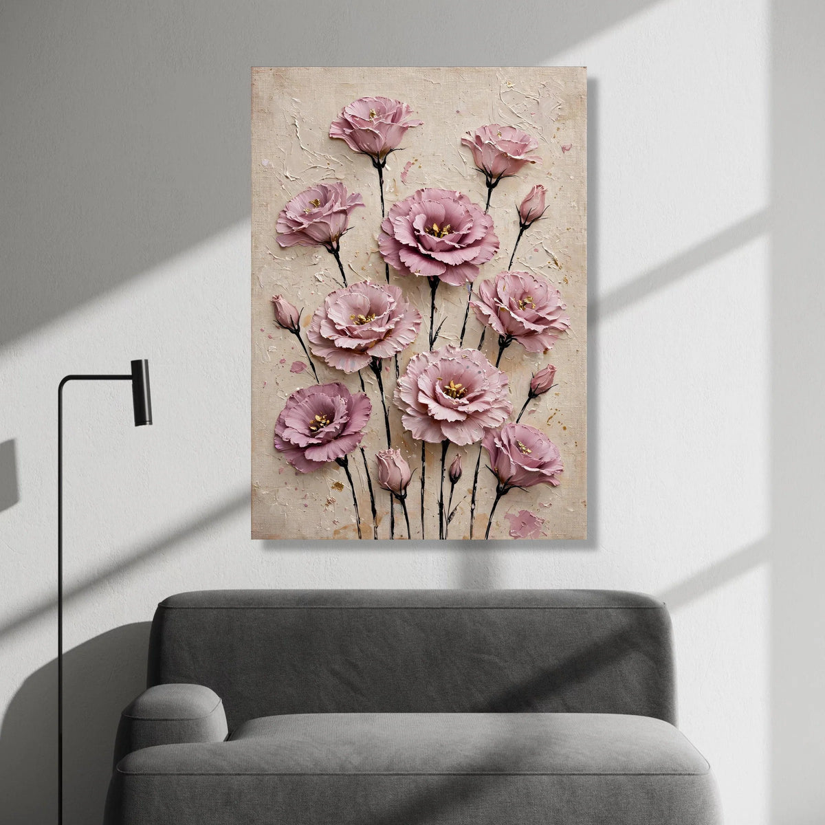 Elegant Pink Floral Bouquet Canvas, Romantic Roses Wall Art, Soft Pastel Flower Canvas, Botanical Home Decoration, Ready to Canvas Print Art