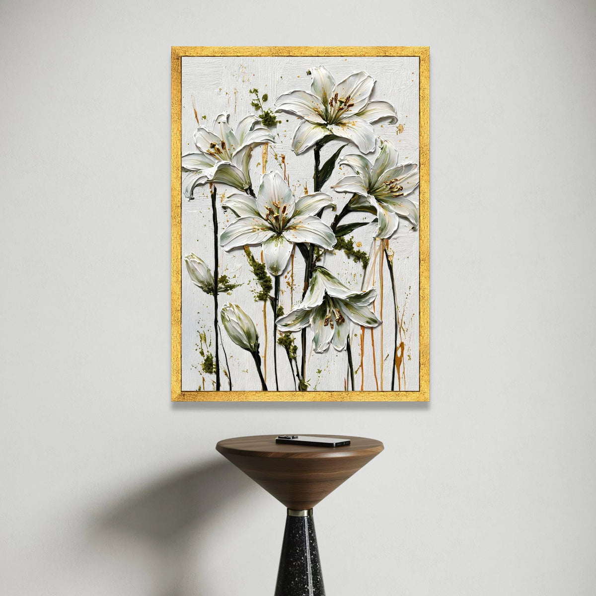 Elegant White Lilies Canvas Wall Art, Floral Botanical Canvas, Modern Nature Print, Home Decor Flower Design, Ready to Hang Canvas Print Art