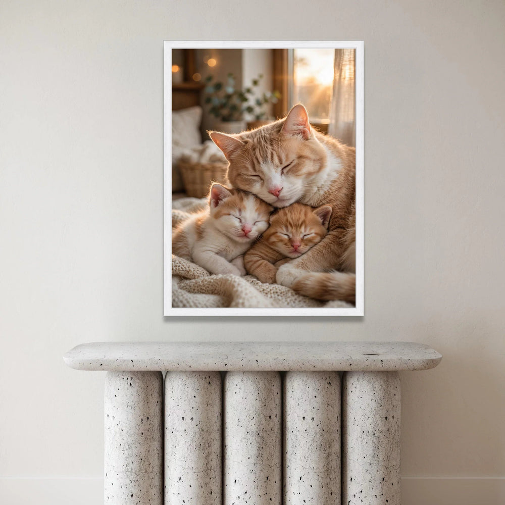 Cozy Cat Family, Sleeping Cats Canvas, Warm Home Decor, Adorable Pet Wall Art, Serene Animal Canvas, Ready to Hang Canvas Canvas Print Art
