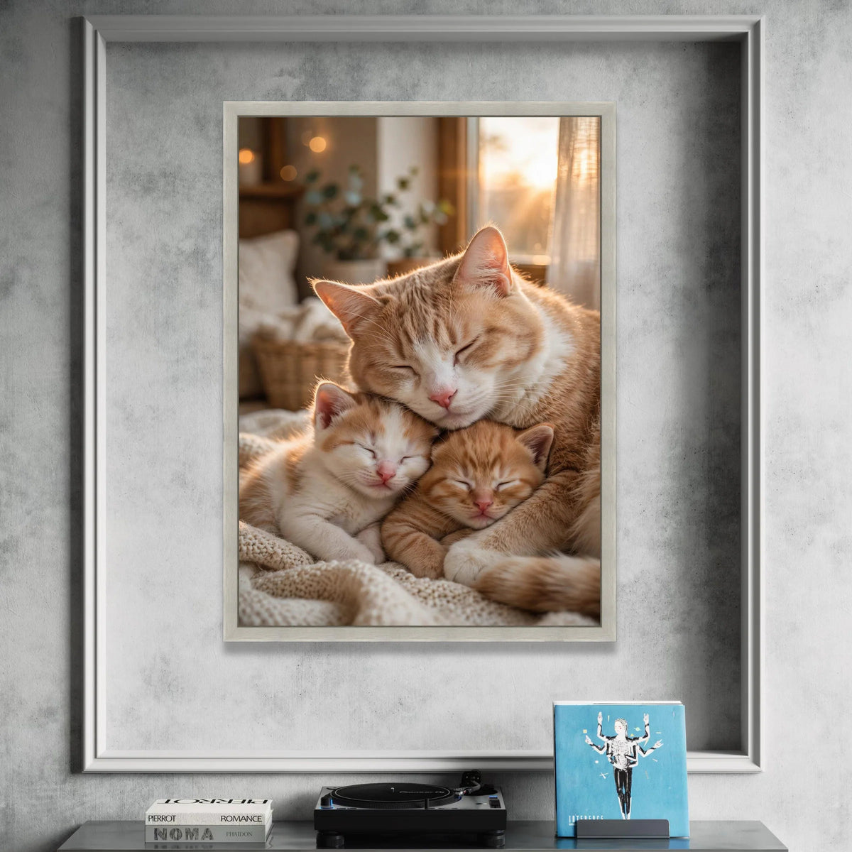 Cozy Cat Family, Sleeping Cats Canvas, Warm Home Decor, Adorable Pet Wall Art, Serene Animal Canvas, Ready to Hang Canvas Canvas Print Art