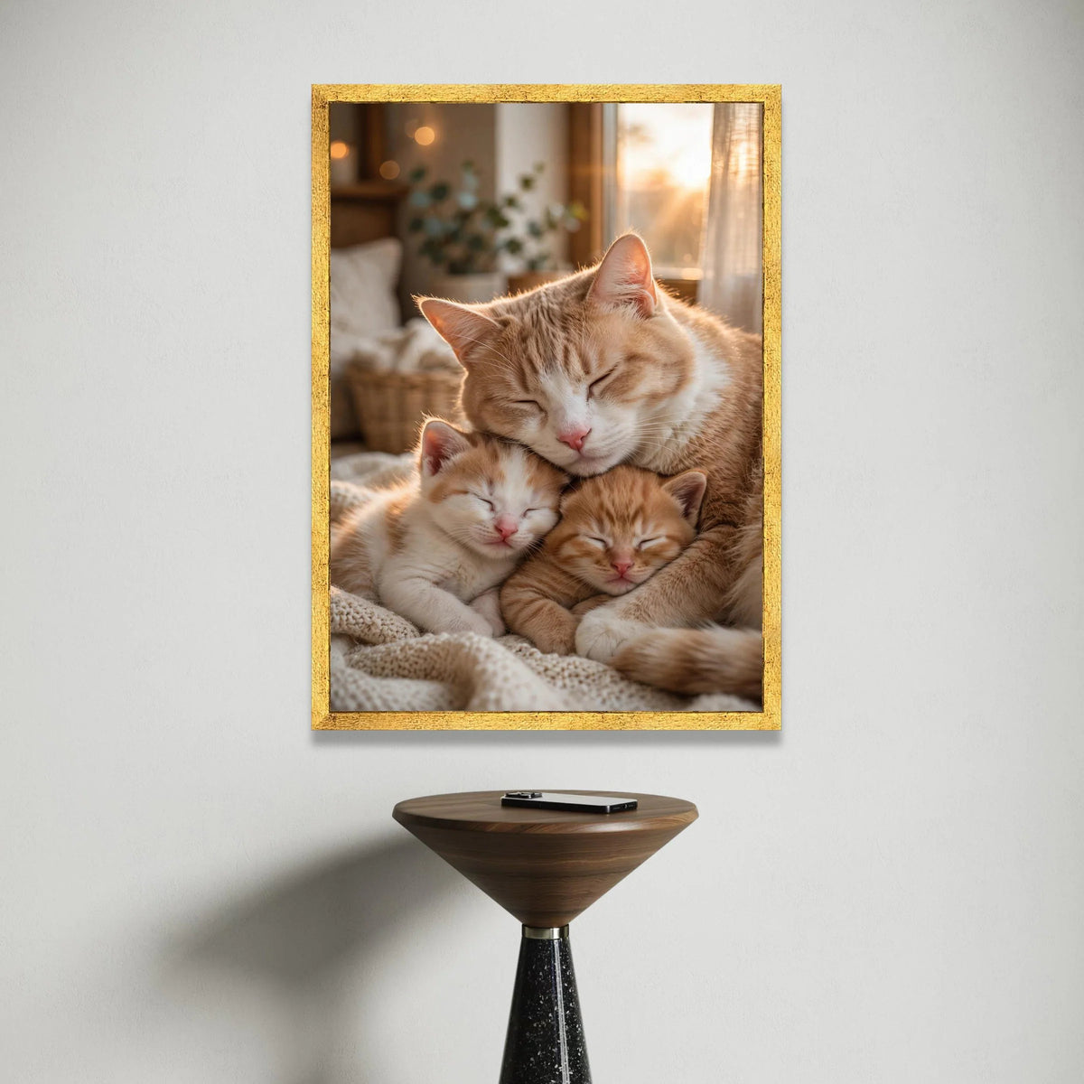 Cozy Cat Family, Sleeping Cats Canvas, Warm Home Decor, Adorable Pet Wall Art, Serene Animal Canvas, Ready to Hang Canvas Canvas Print Art