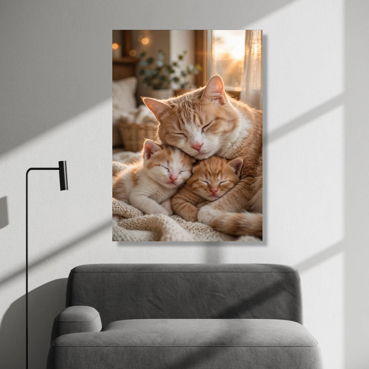 Cozy Cat Family, Sleeping Cats Canvas, Warm Home Decor, Adorable Pet Wall Art, Serene Animal Canvas, Ready to Hang Canvas Canvas Print Art