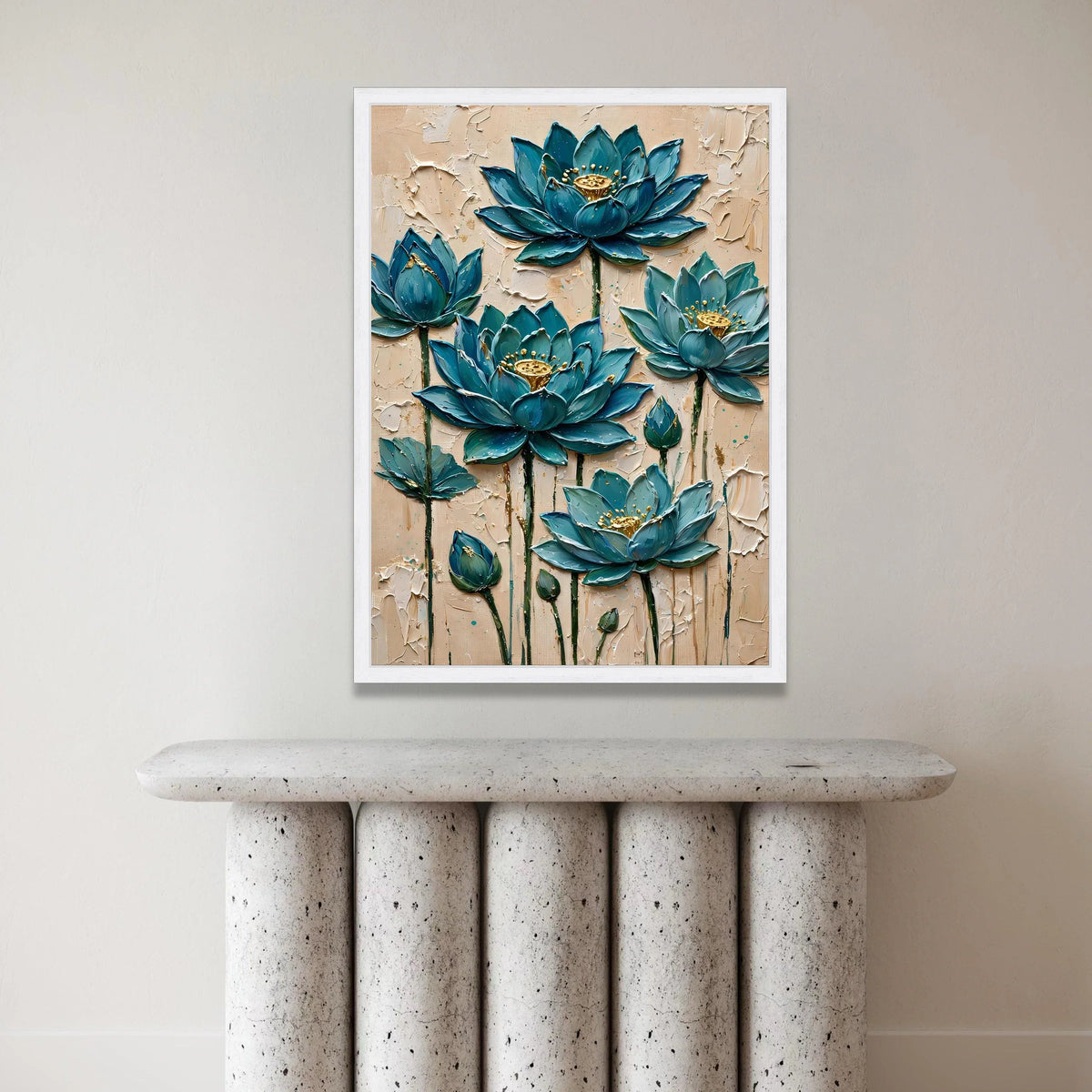 Blue Lotus Flowers Canvas Wall Art, Floral Botanical Canvas, Elegant Home Decoration, Nature Flower Print, Ready to Hang Canvas Print Art