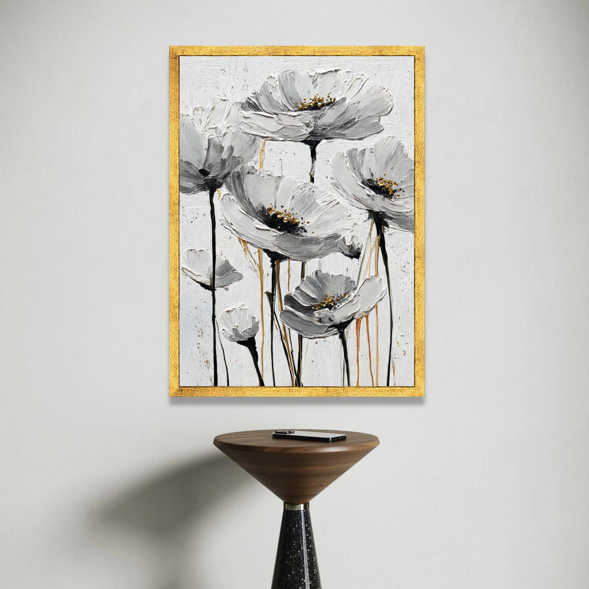 Elegant White Poppy Flowers Canvas, Floral Wall Art, Modern Garden Decor, Neutral Tone Canvas, Ready to Hang Home Canvas Print Art