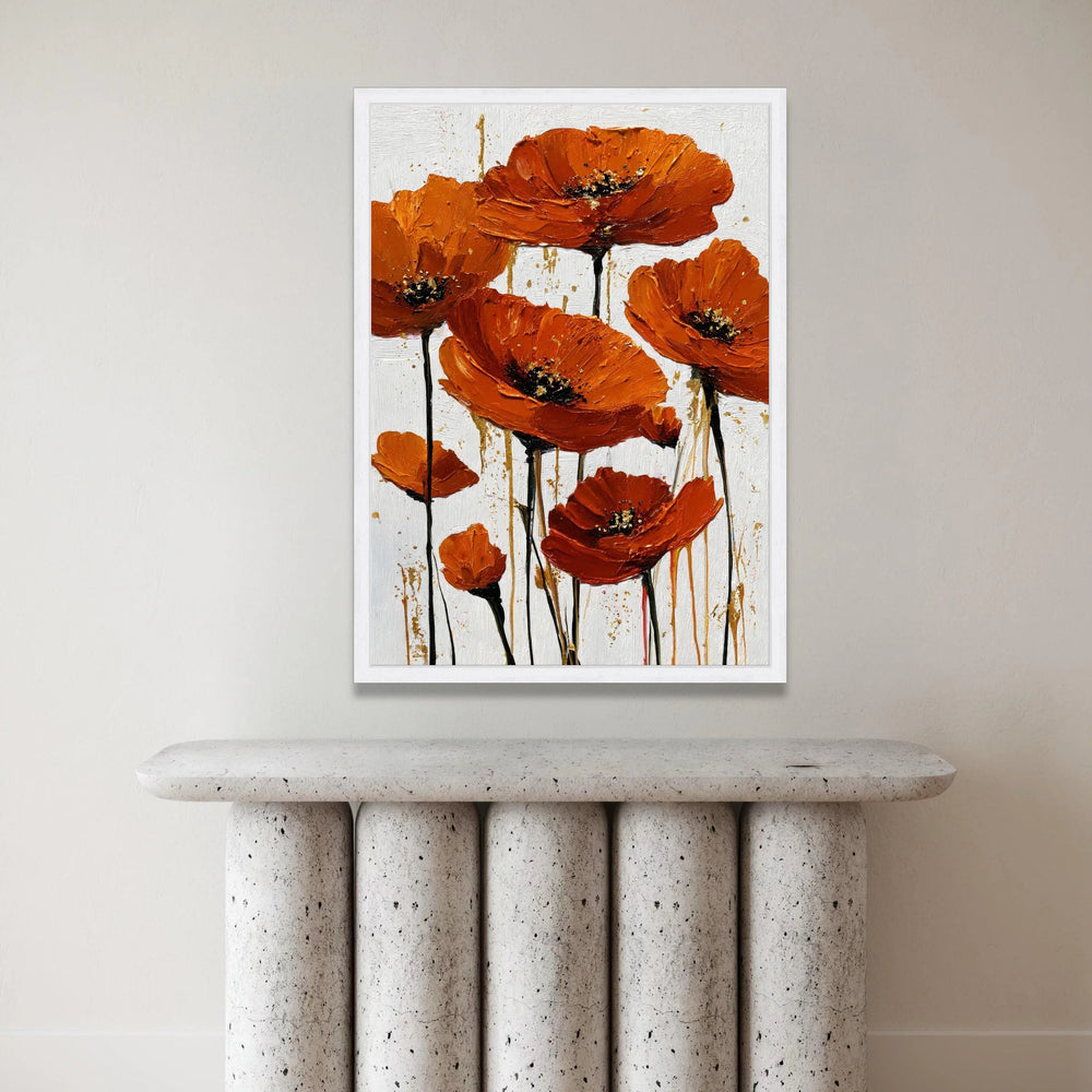 Bright Orange Poppies Canvas Wall Art, Modern Floral Painting, Bold Bloom Artwork, Vibrant Flower Decoration, Home Wall Canvas Print Art