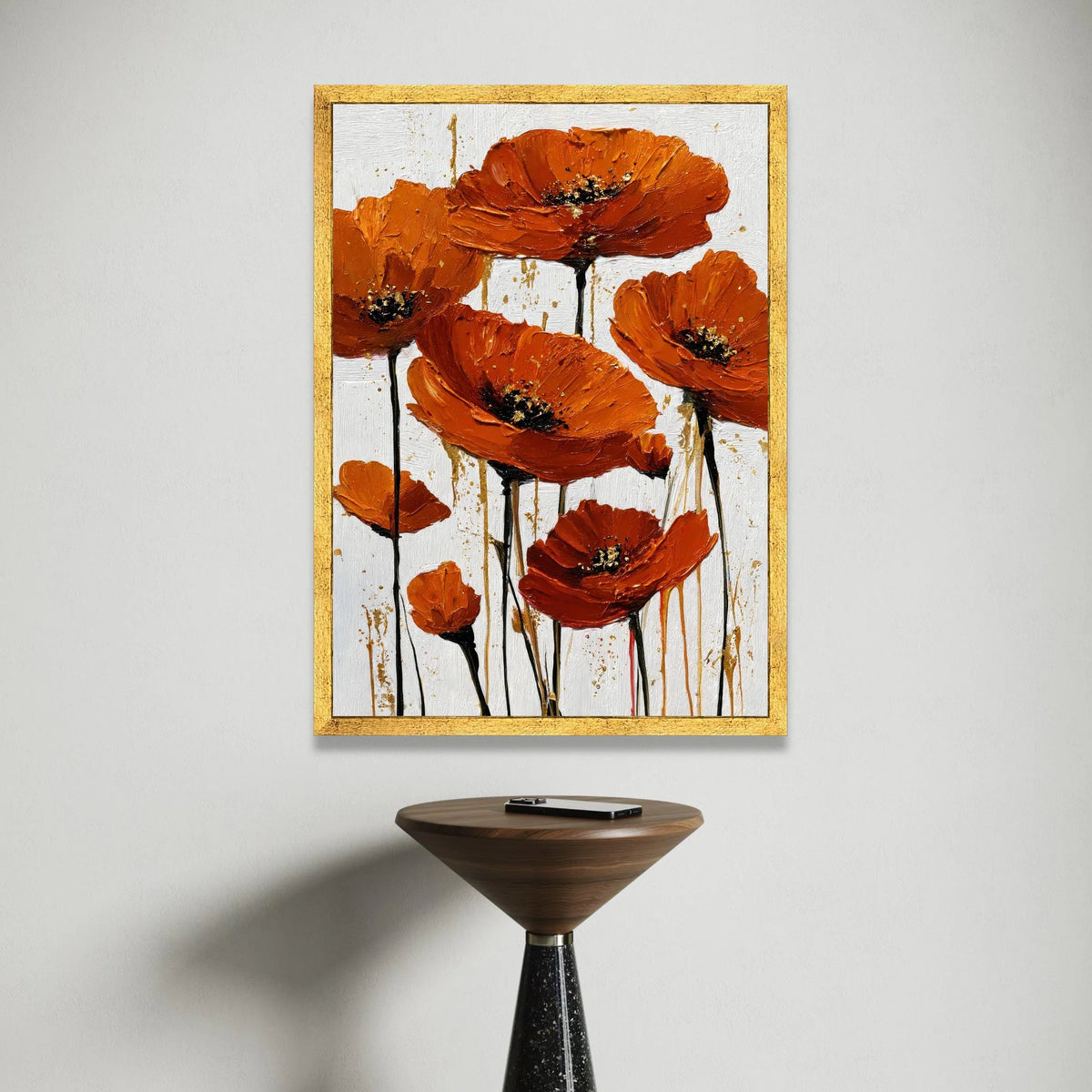 Bright Orange Poppies Canvas Wall Art, Modern Floral Painting, Bold Bloom Artwork, Vibrant Flower Decoration, Home Wall Canvas Print Art