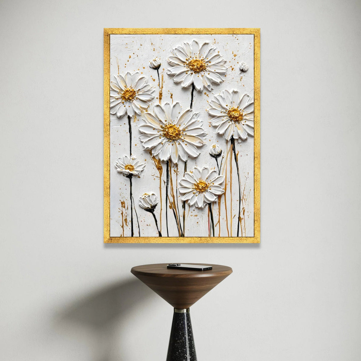 Elegant White Daisy Blooms Canvas Wall Art, Floral Home Decor, Nature-Inspired Flower Canvas, Modern Botanical Wall Canvas Print Art