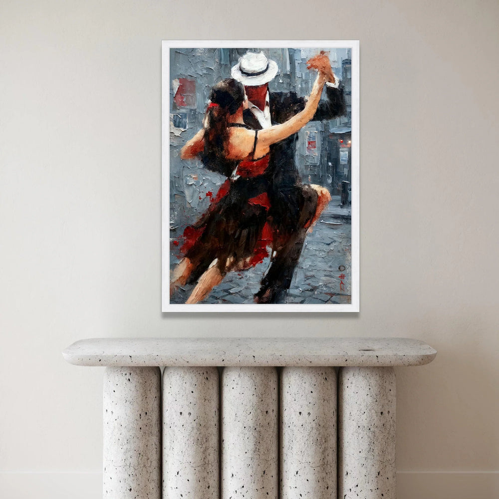 Passionate Tango Dance Couple Canvas Art, Romantic Latin Dance Wall Decor, Ballroom Dancing Canvas, Red and Black Dance Canvas Print Art
