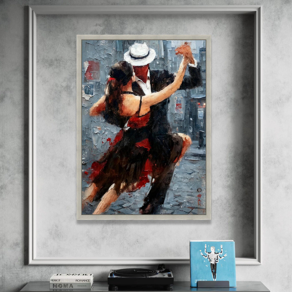 Passionate Tango Dance Couple Canvas Art, Romantic Latin Dance Wall Decor, Ballroom Dancing Canvas, Red and Black Dance Canvas Print Art