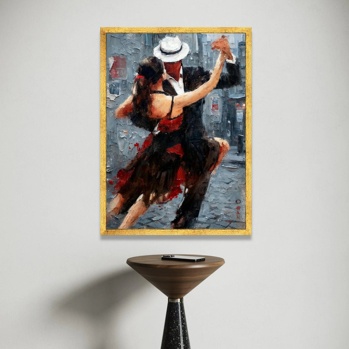 Passionate Tango Dance Couple Canvas Art, Romantic Latin Dance Wall Decor, Ballroom Dancing Canvas, Red and Black Dance Canvas Print Art