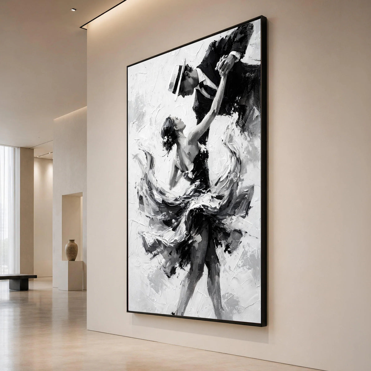Elegant Couple Dancing Canvas, Black and White Wall Art, Romantic Dance Scene, Classic Ballroom Dance Canvas, Modern Home Canvas Print Art