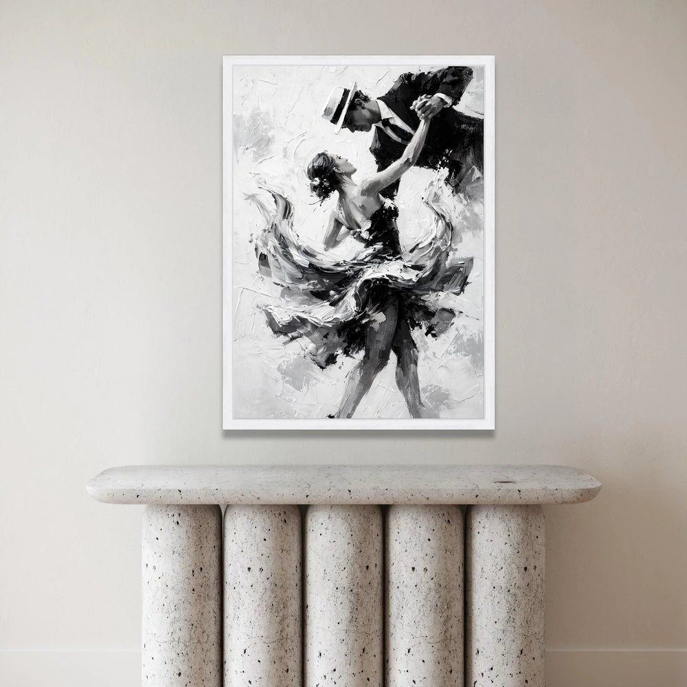 Elegant Couple Dancing Canvas, Black and White Wall Art, Romantic Dance Scene, Classic Ballroom Dance Canvas, Modern Home Canvas Print Art