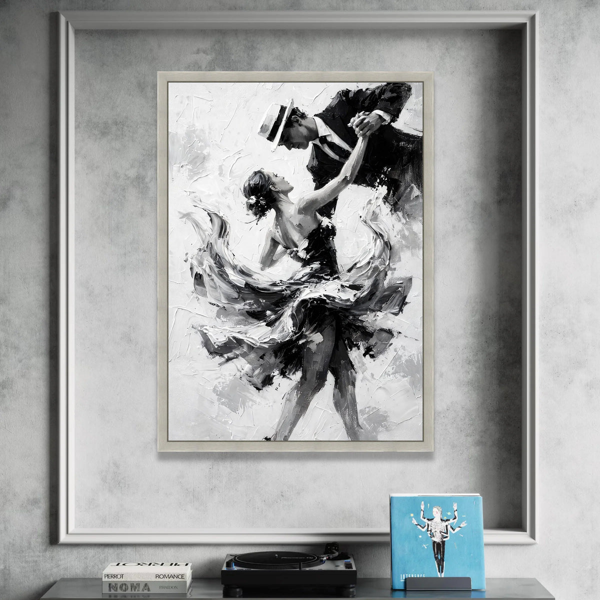 Elegant Couple Dancing Canvas, Black and White Wall Art, Romantic Dance Scene, Classic Ballroom Dance Canvas, Modern Home Canvas Print Art