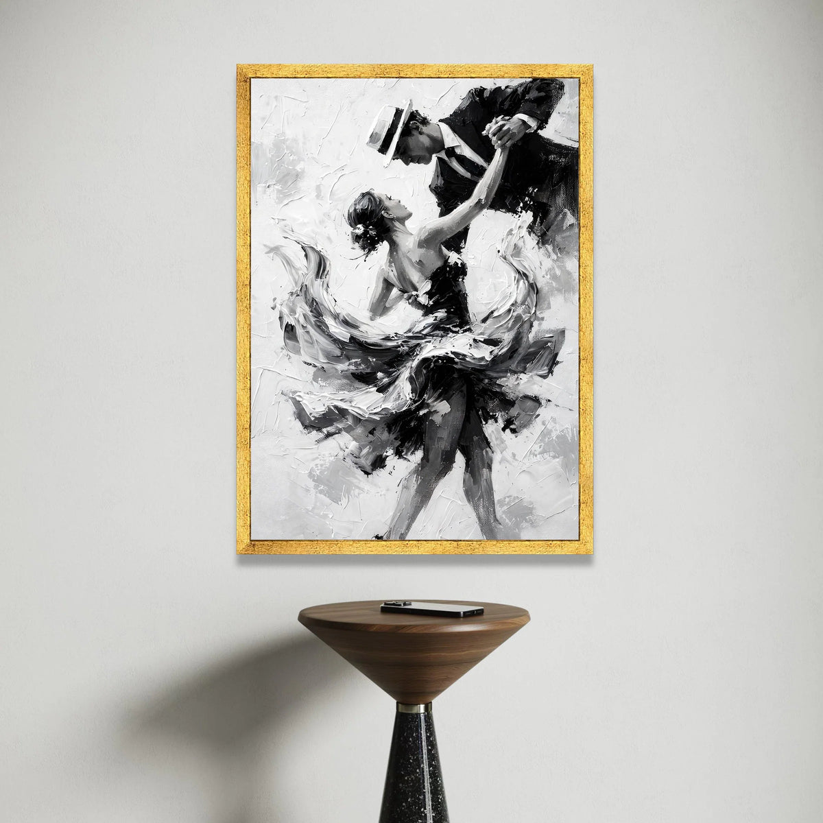 Elegant Couple Dancing Canvas, Black and White Wall Art, Romantic Dance Scene, Classic Ballroom Dance Canvas, Modern Home Canvas Print Art