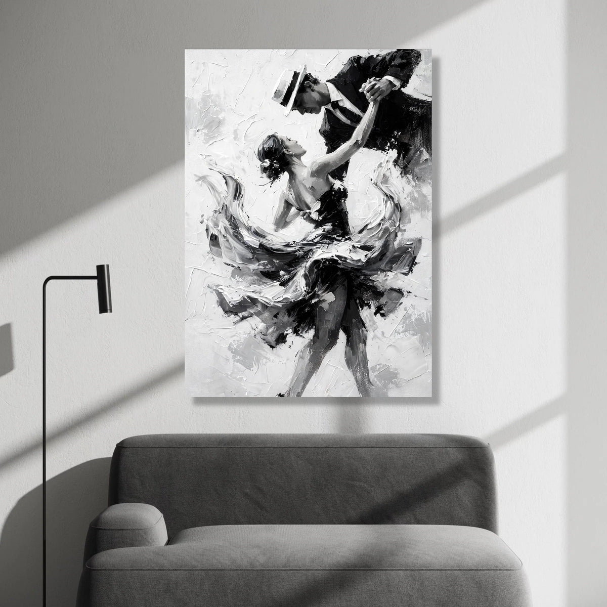 Elegant Couple Dancing Canvas, Black and White Wall Art, Romantic Dance Scene, Classic Ballroom Dance Canvas, Modern Home Canvas Print Art