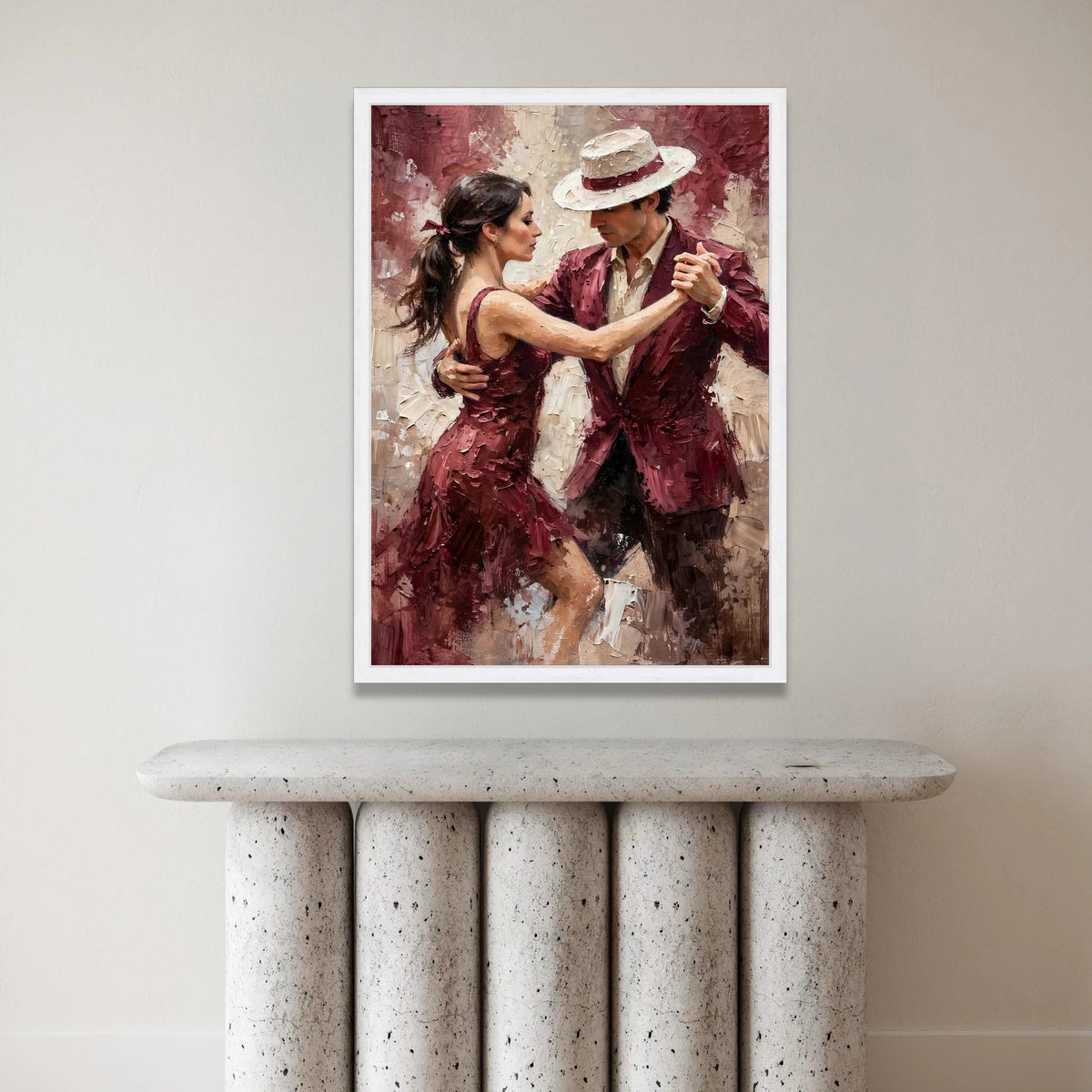 Passionate Tango Dance, Couple Red Attire Canvas, Romantic Wall Art, Dance Movement Canvas, Elegant Home Decoration Canvas Print Art