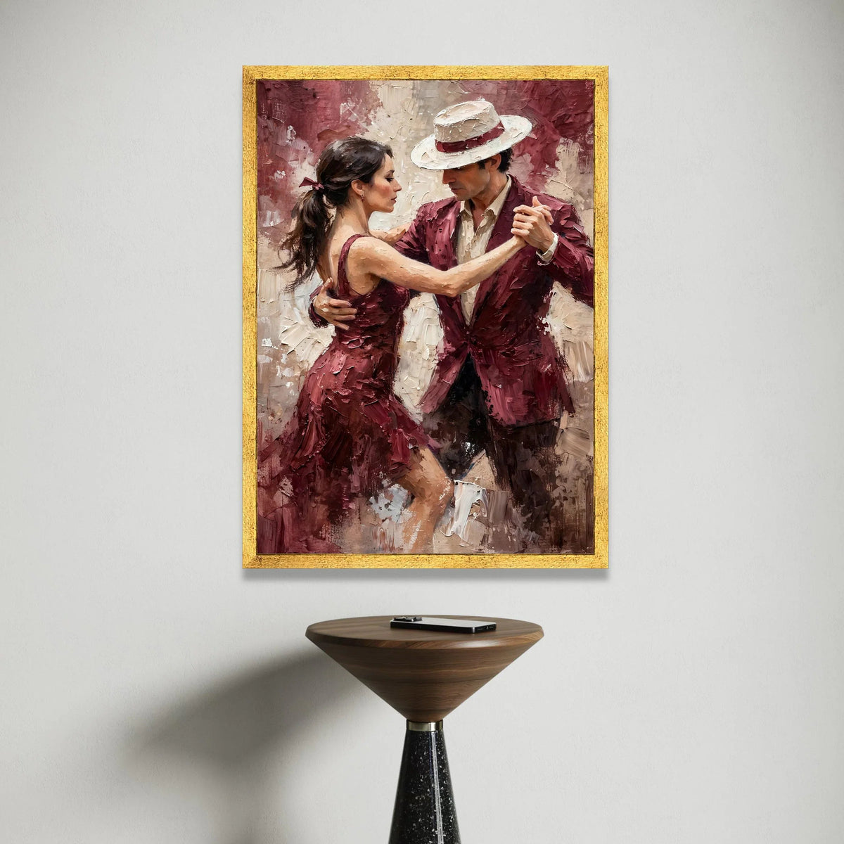 Passionate Tango Dance, Couple Red Attire Canvas, Romantic Wall Art, Dance Movement Canvas, Elegant Home Decoration Canvas Print Art