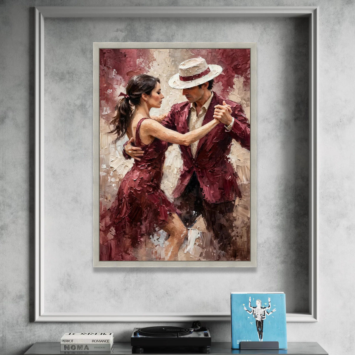 Passionate Tango Dance, Couple Red Attire Canvas, Romantic Wall Art, Dance Movement Canvas, Elegant Home Decoration Canvas Print Art