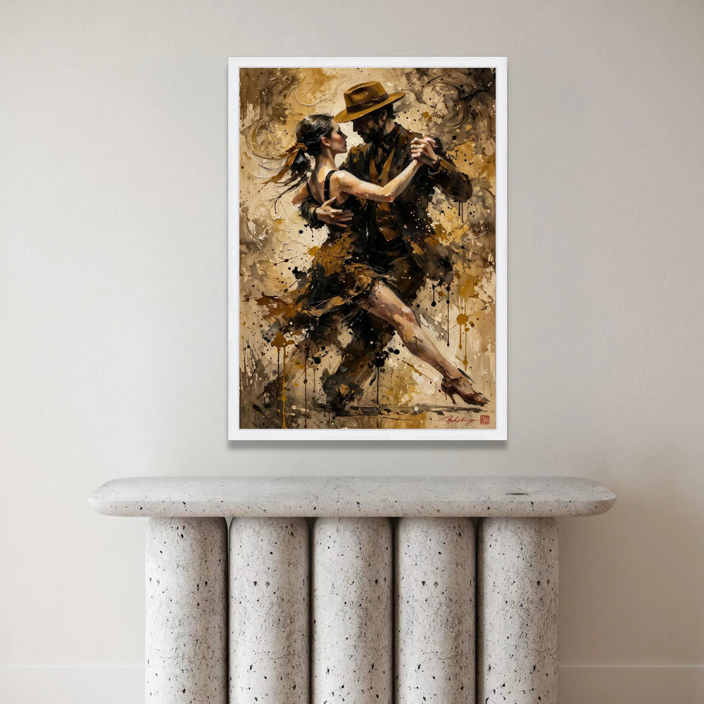 Passionate Tango Dance Couple Canvas, Romantic Ballroom Wall Art, Elegant Dance Scene Canvas, Vintage Style Home Decoration Canvas Print Art