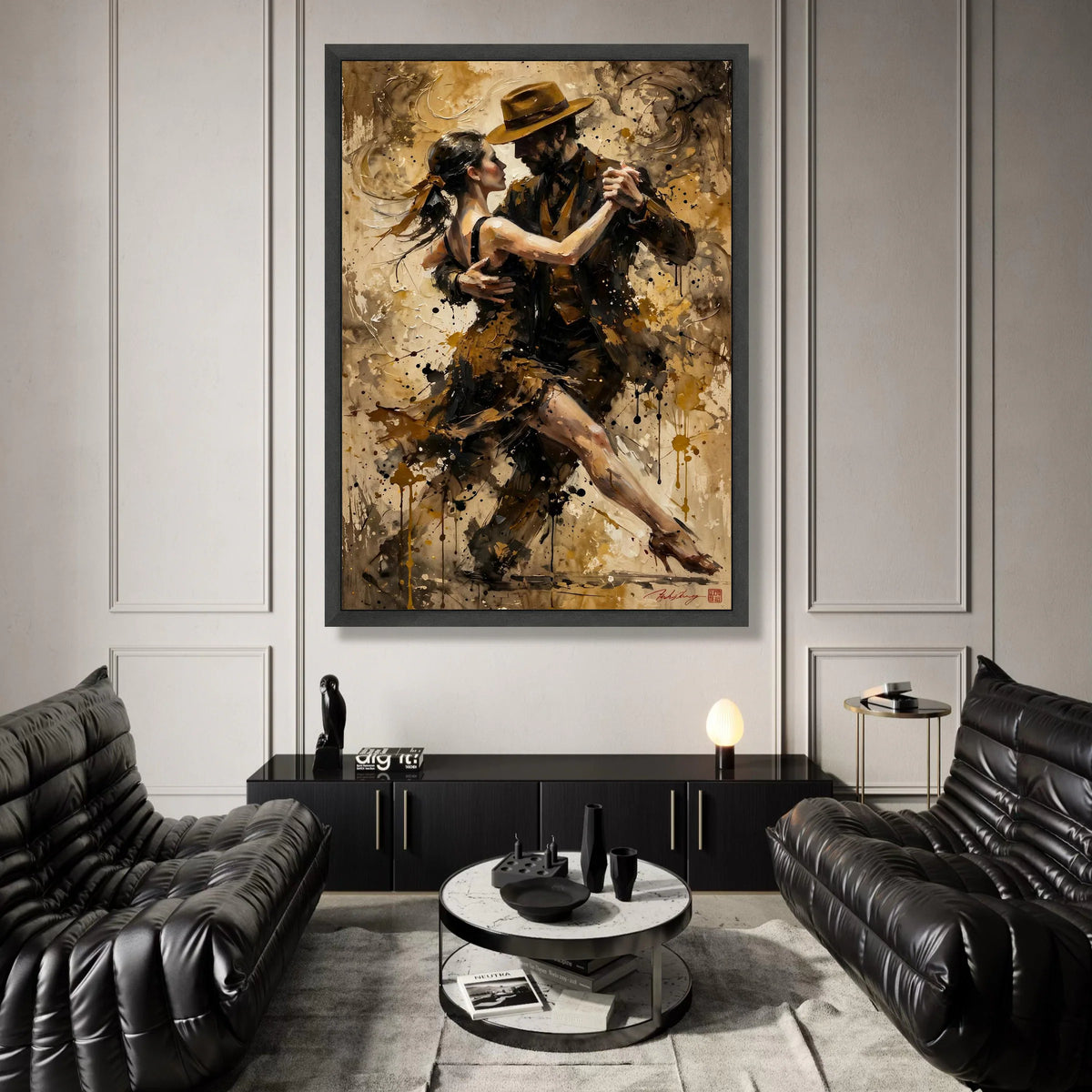 Passionate Tango Dance Couple Canvas, Romantic Ballroom Wall Art, Elegant Dance Scene Canvas, Vintage Style Home Decoration Canvas Print Art