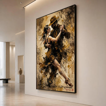Passionate Tango Dance Couple Canvas, Romantic Ballroom Wall Art, Elegant Dance Scene Canvas, Vintage Style Home Decoration Canvas Print Art