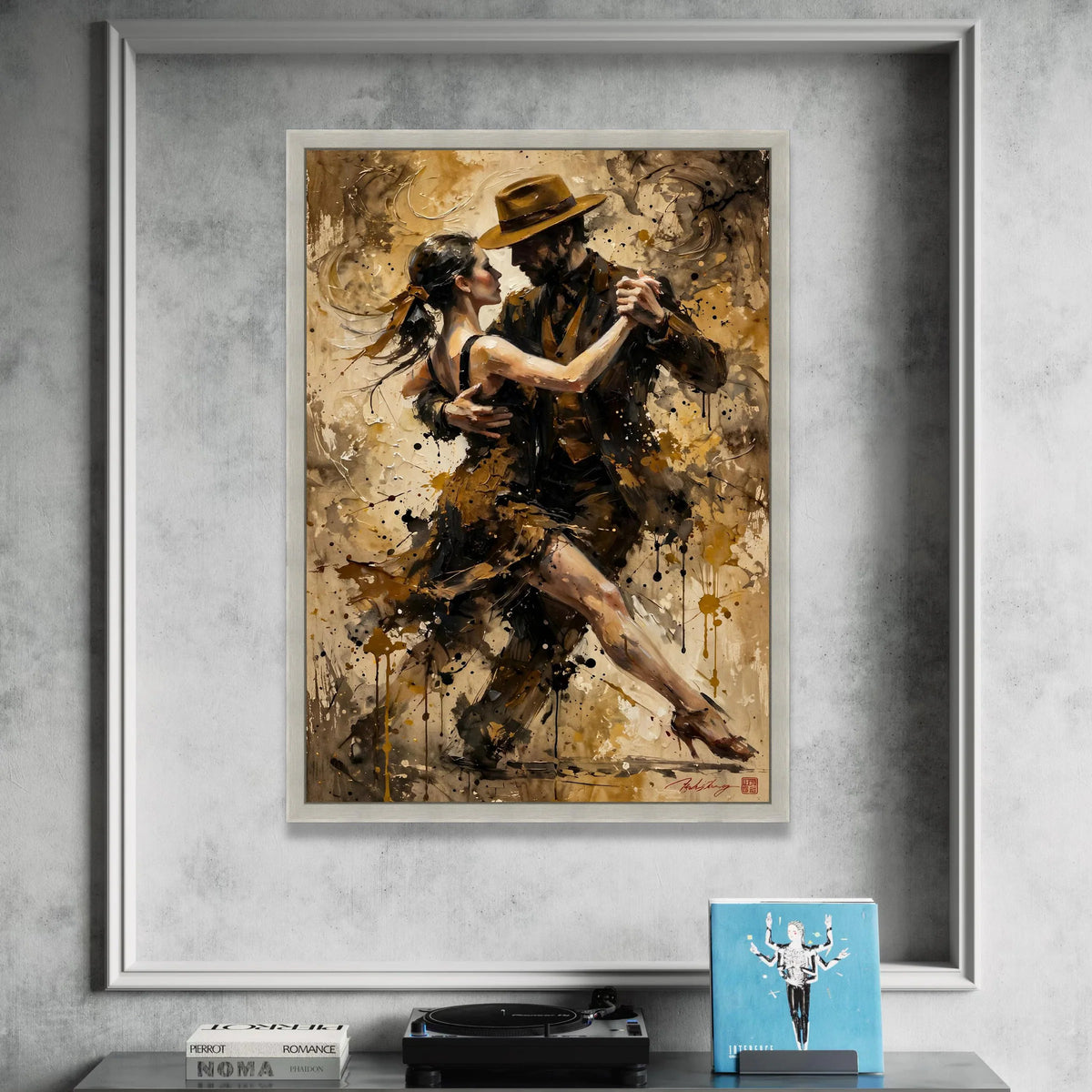 Passionate Tango Dance Couple Canvas, Romantic Ballroom Wall Art, Elegant Dance Scene Canvas, Vintage Style Home Decoration Canvas Print Art