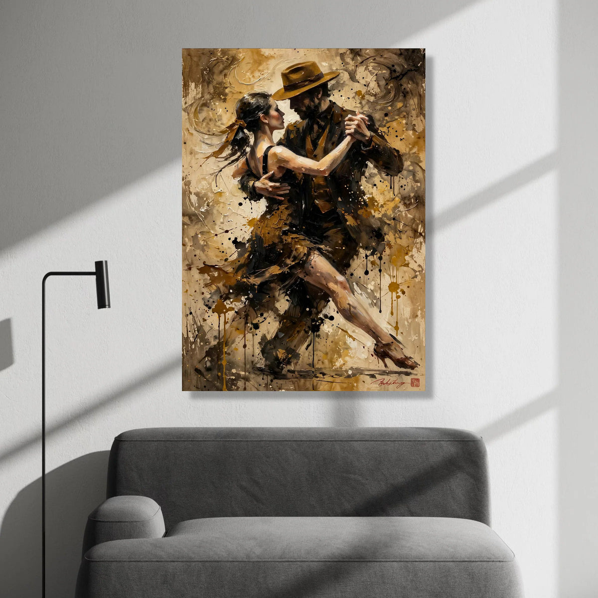 Passionate Tango Dance Couple Canvas, Romantic Ballroom Wall Art, Elegant Dance Scene Canvas, Vintage Style Home Decoration Canvas Print Art